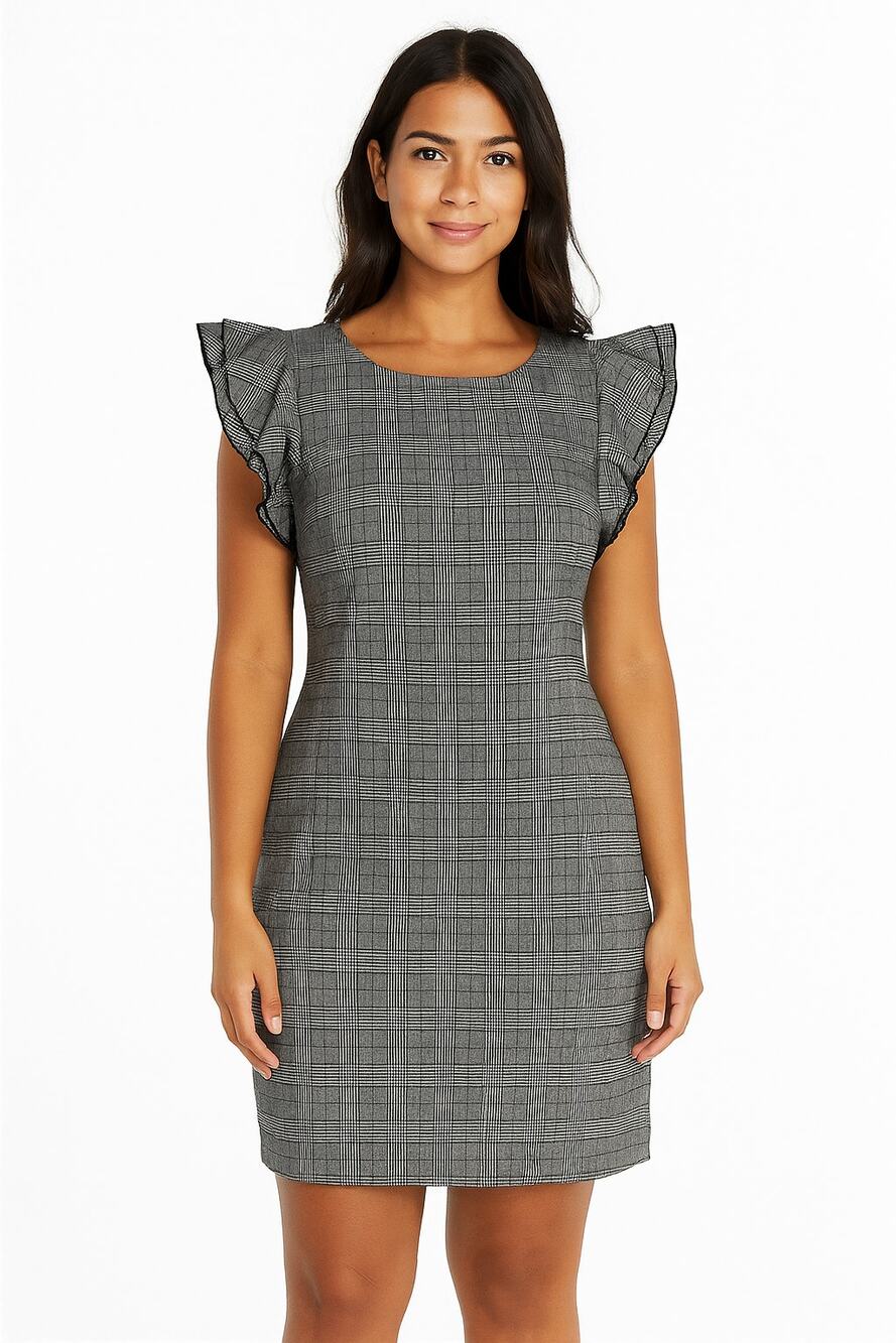 Tommy Hilfiger Plaid Flutter-Sleeve Sheath Dress Size 14